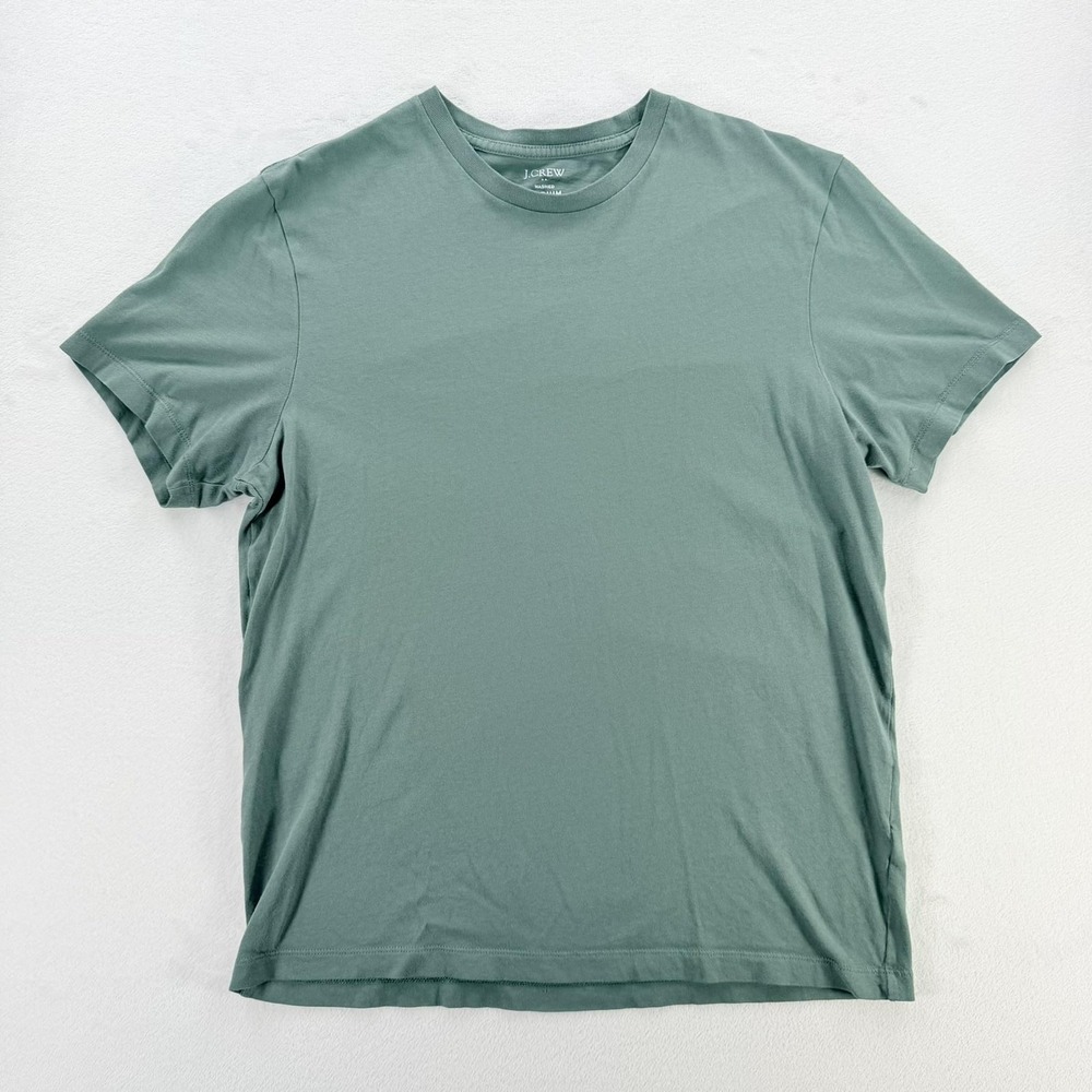 J.Crew Shirt Mens Medium Green Washed Crewneck Cotton Tagless Tee Basic